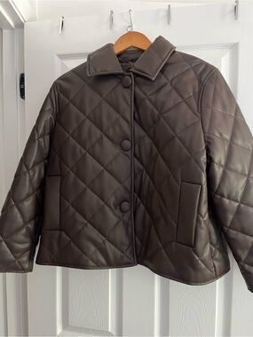 Banana Republic Quilted Faux-Leather Puffer Jacket - Brown